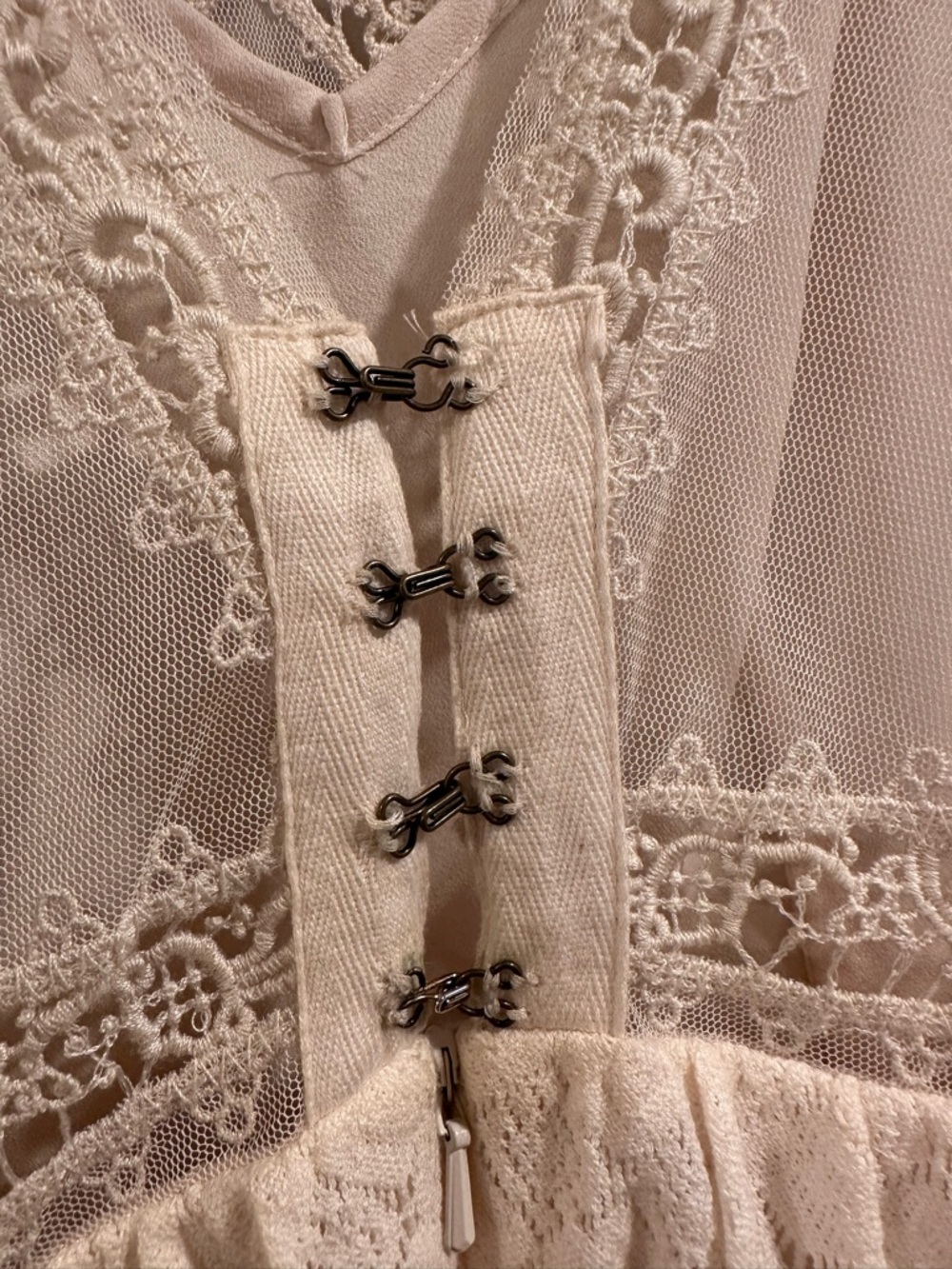 Free People Victoria Ivory Lace Mesh Sheer Sleeveless Mini Dress Lace Size 4 NWT - Picture 6 of 16